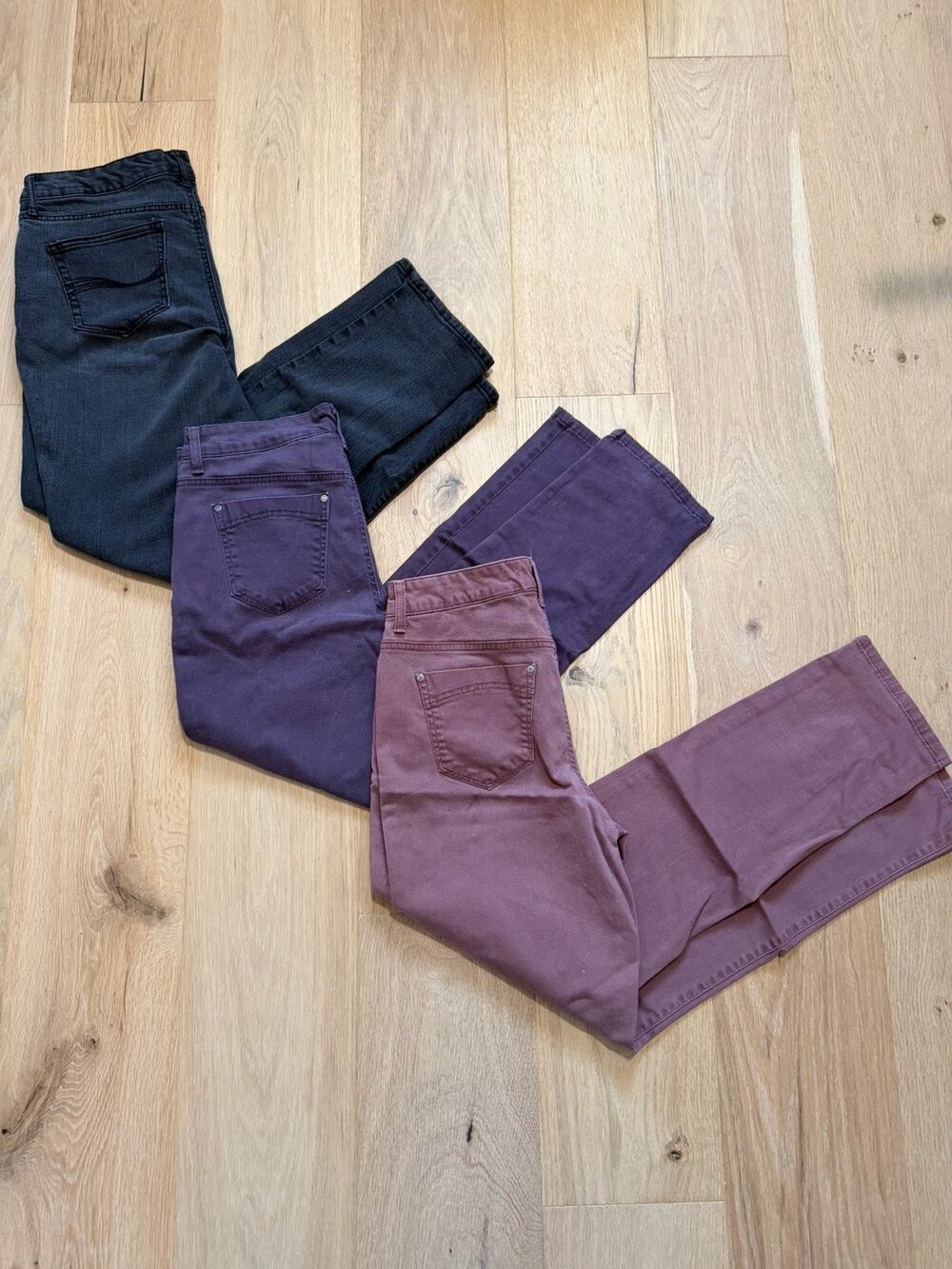 Lot 3 BANDOLINO Amy & Mandie Jeans Women’s Black Mauve Size 10 Stretch Mid Rise